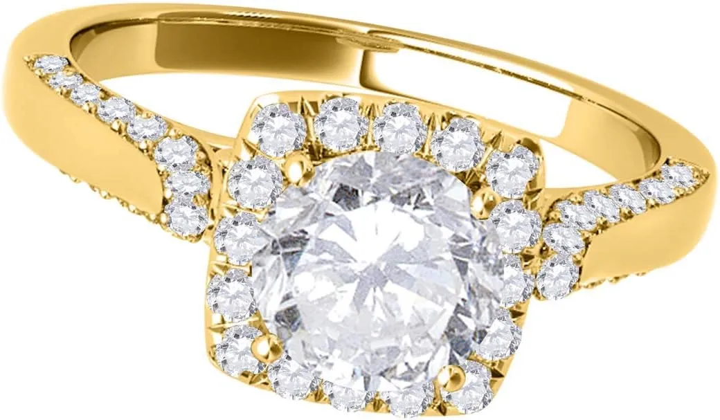 MauliJewels 1 Carat Halo Antique Design Engagement Diamond Ring Crafted 4 Prong 14k Solid Rose Gold