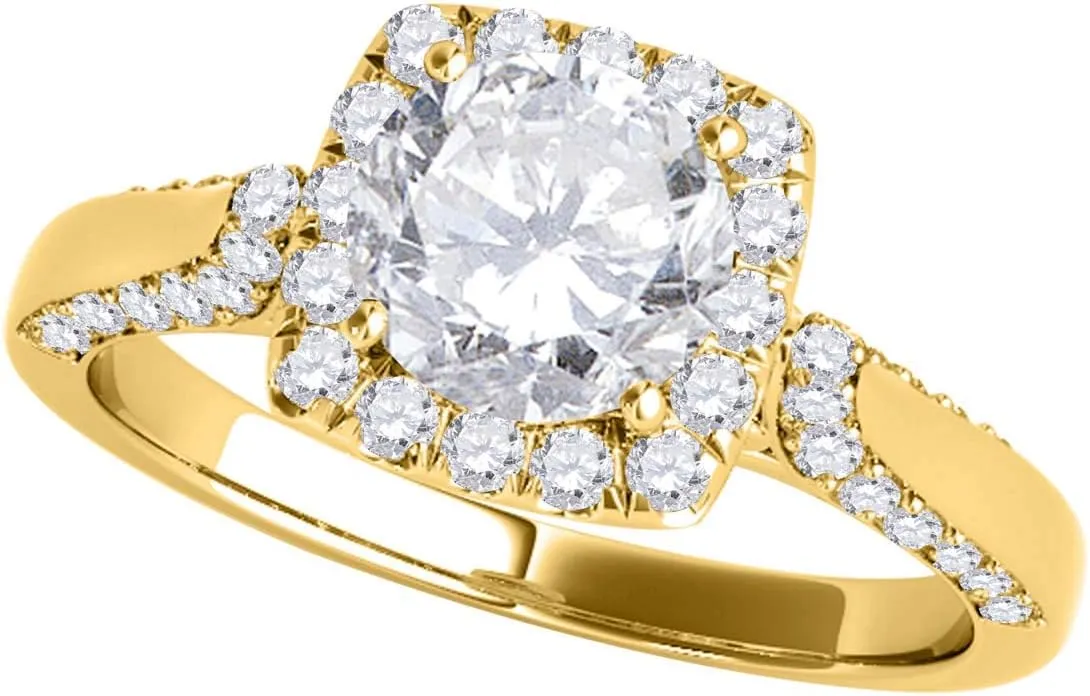 MauliJewels 1 Carat Halo Antique Design Engagement Diamond Ring Crafted 4 Prong 14k Solid Rose Gold