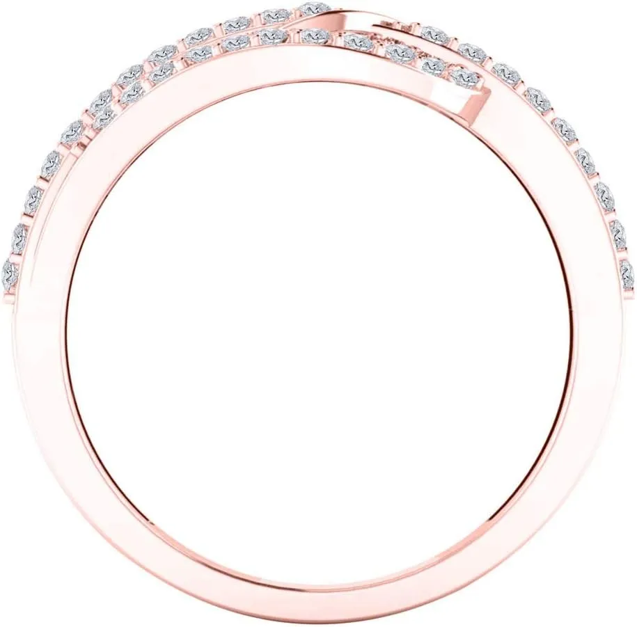 MauliJewels 1/4 Carat Diamond Wedding Band Prong-Setting 10K Rose, White & Yellow Gold