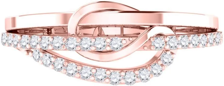 MauliJewels 1/4 Carat Diamond Wedding Band Prong-Setting 10K Rose, White & Yellow Gold