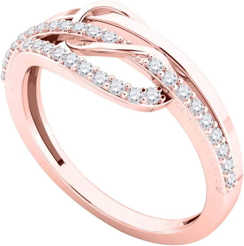 MauliJewels 1/4 Carat Diamond Wedding Band Prong-Setting 10K Rose, White & Yellow Gold
