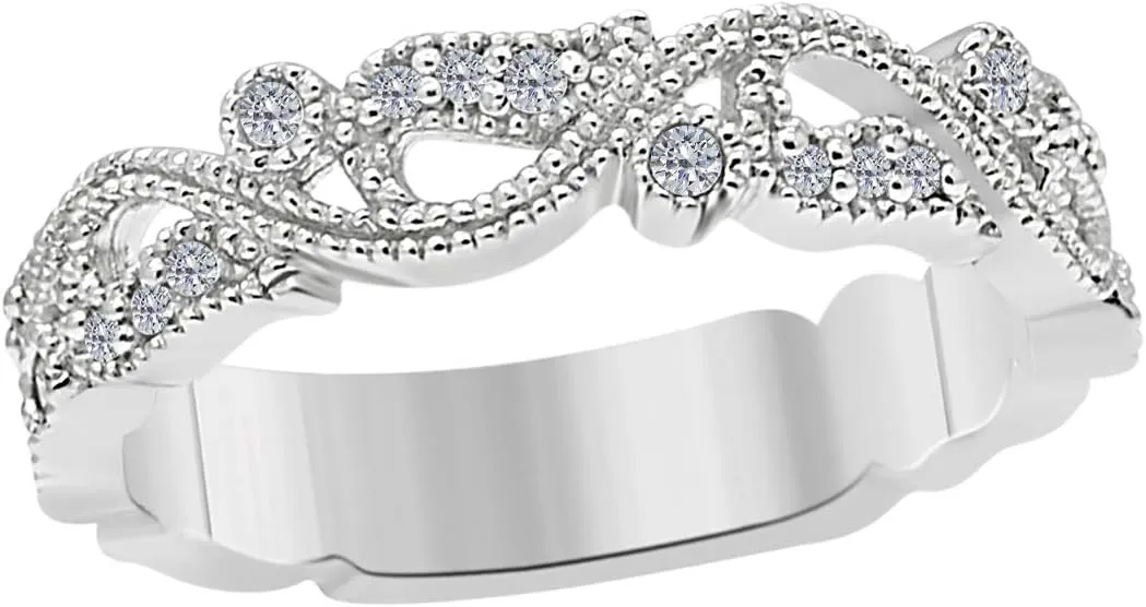 MauliJewels Rings for Women 0.23 Carat Diamond Engagement Wedding Band 4 Prong 10k White Gold