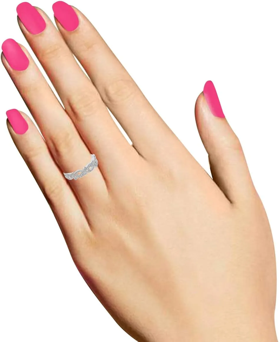 MauliJewels Rings for Women 0.23 Carat Diamond Engagement Wedding Band 4 Prong 10k White Gold