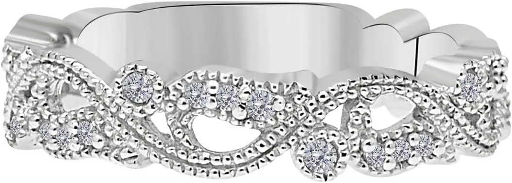 MauliJewels Rings for Women 0.23 Carat Diamond Engagement Wedding Band 4 Prong 10k White Gold