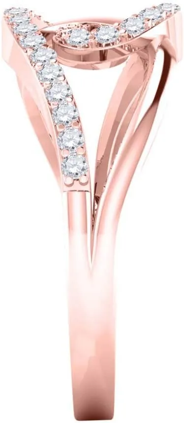 MauliJewels Rings for Women 0.32 Carat Swirl Diamond Ring For Women's Prong-Setting 10K Rose, White & Yellow Gold