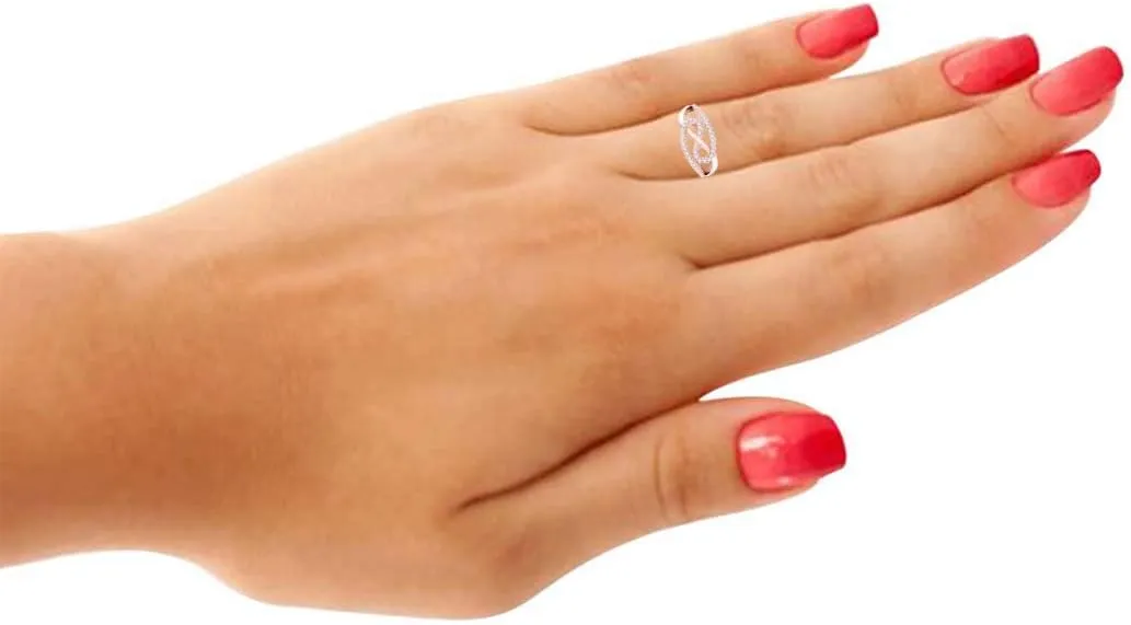MauliJewels Rings for Women 0.32 Carat Swirl Diamond Ring For Women's Prong-Setting 10K Rose, White & Yellow Gold