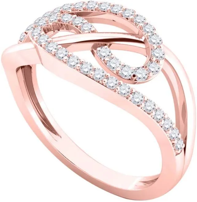 MauliJewels Rings for Women 0.32 Carat Swirl Diamond Ring For Women's Prong-Setting 10K Rose, White & Yellow Gold