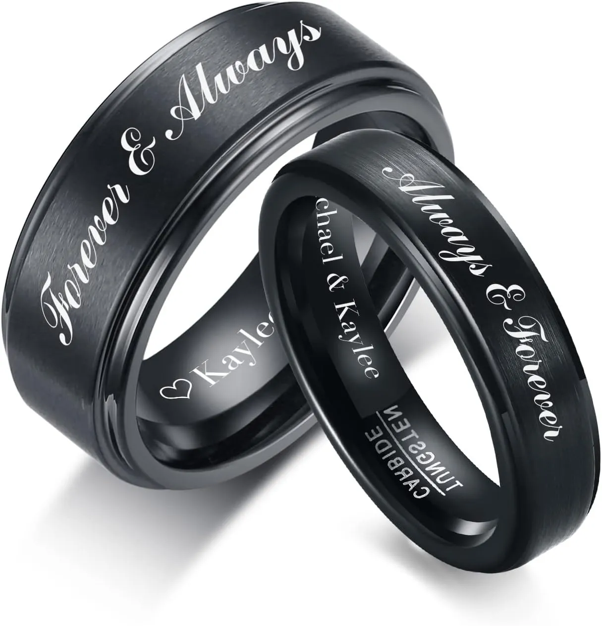 MEALGUET Personalized Couple Rings,Custom Engrave Tungsten/Stainless Steel His and Her Matching Promise Wedding Ring Set for Men Women,Custom Spinner Rings,Gifts for Valentine's Day