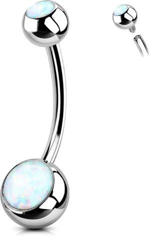 Melighting Titanium Belly Button Ring 14G Opal Belly Ring Internally Threaded G23 Titanium Belly Piercing Hoop Opal Navel Barbell Body Piercing Jewelry