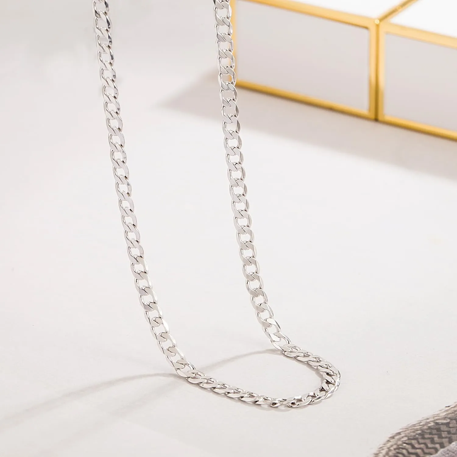 Men 925 Sterling Silver Necklace 3-4-5MM Italy Diamond Cut Cuban Link Chain 16 "17" 18 "19" 20 "22" 24 "26" 28 "30" Fine Jewelry Gifts For Women