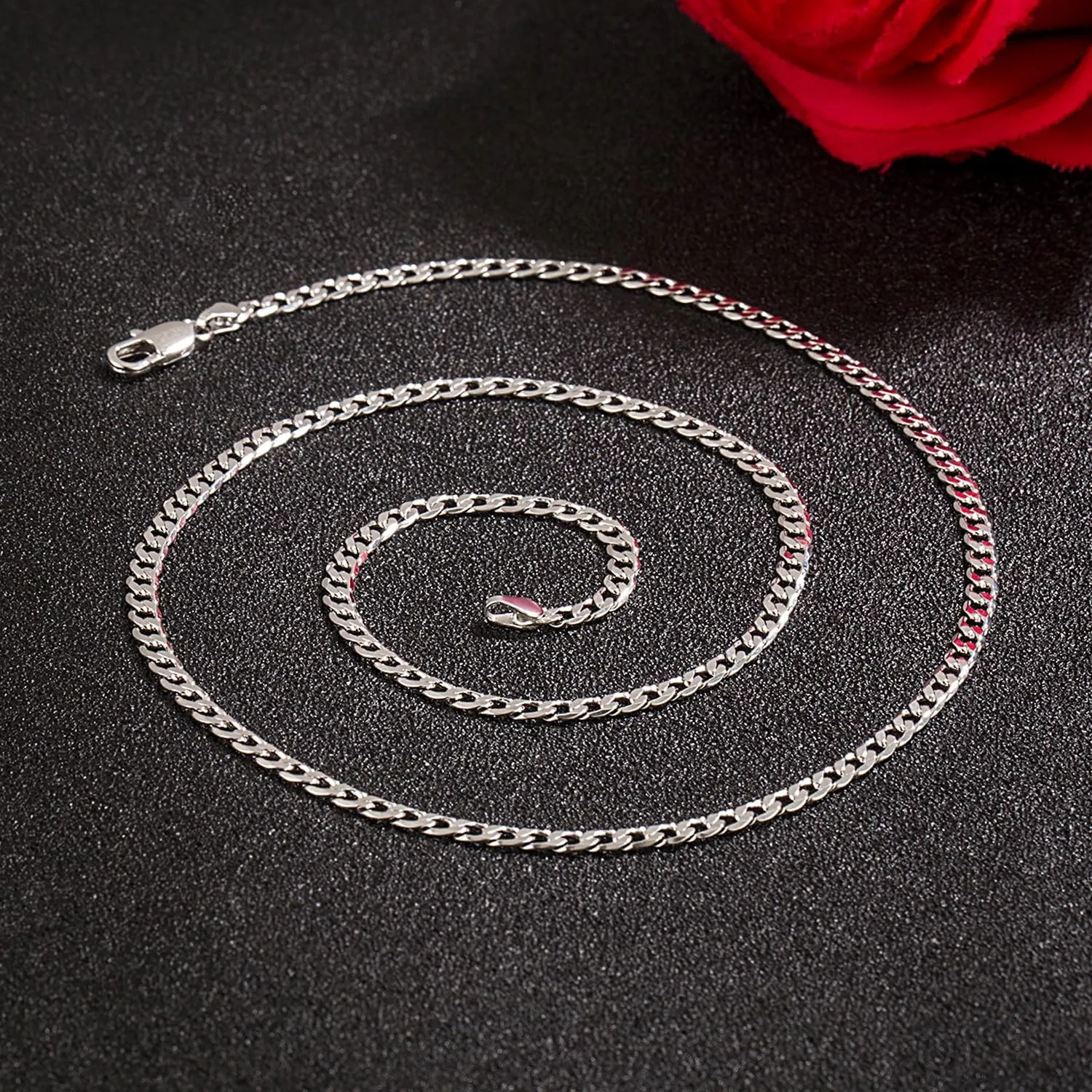 Men 925 Sterling Silver Necklace 3-4-5MM Italy Diamond Cut Cuban Link Chain 16 "17" 18 "19" 20 "22" 24 "26" 28 "30" Fine Jewelry Gifts For Women