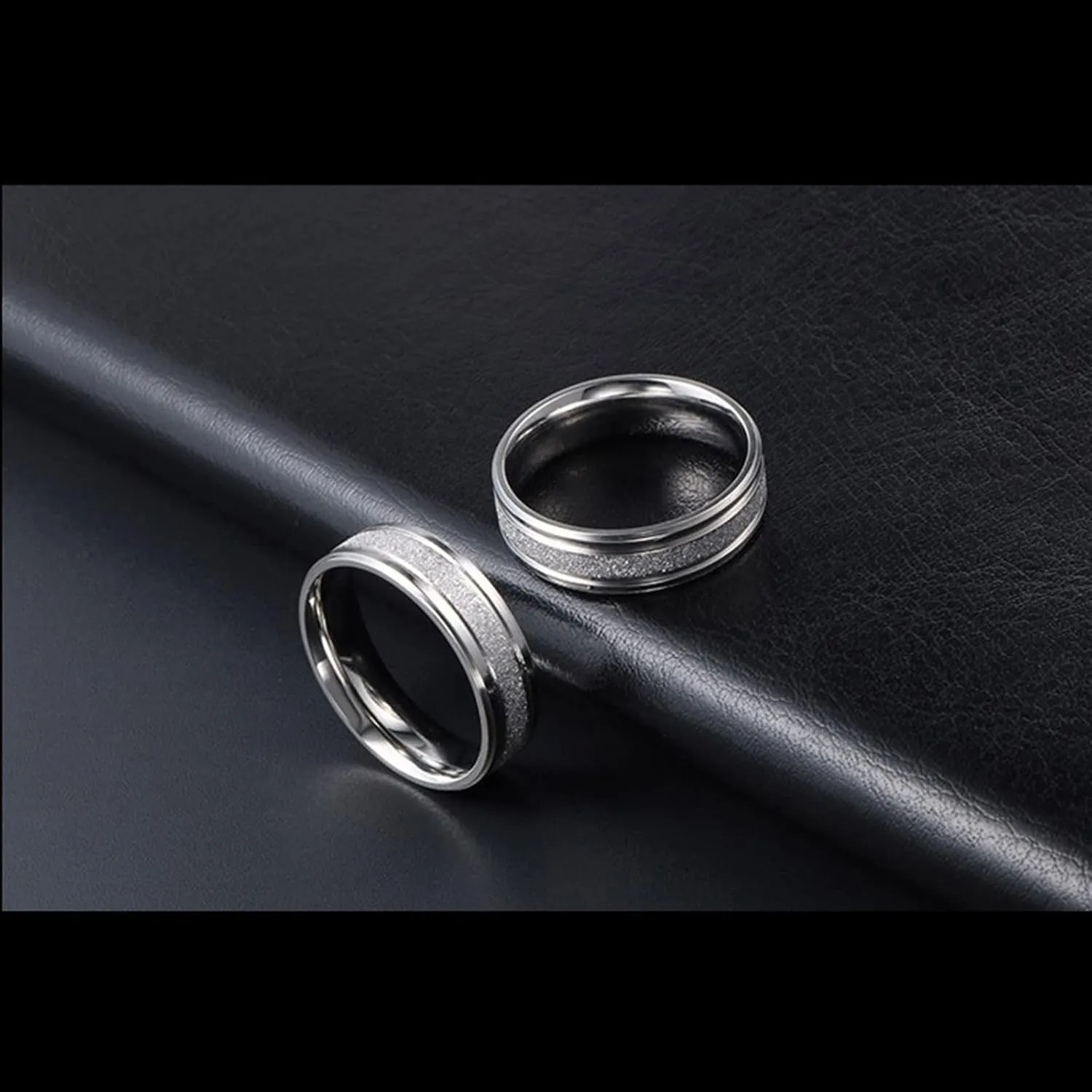Mens Engagement Rings Silver, Stainless Steel Rings for Men Silver Matte Ring 6.6mm Men's and Women's Fashion Rings