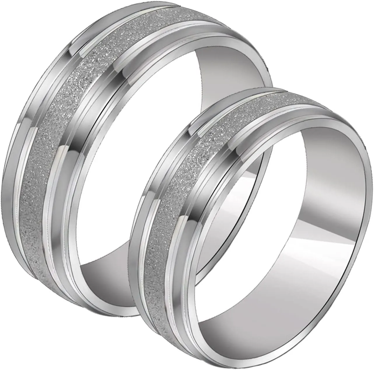 Mens Engagement Rings Silver, Stainless Steel Rings for Men Silver Matte Ring 6.6mm Men's and Women's Fashion Rings