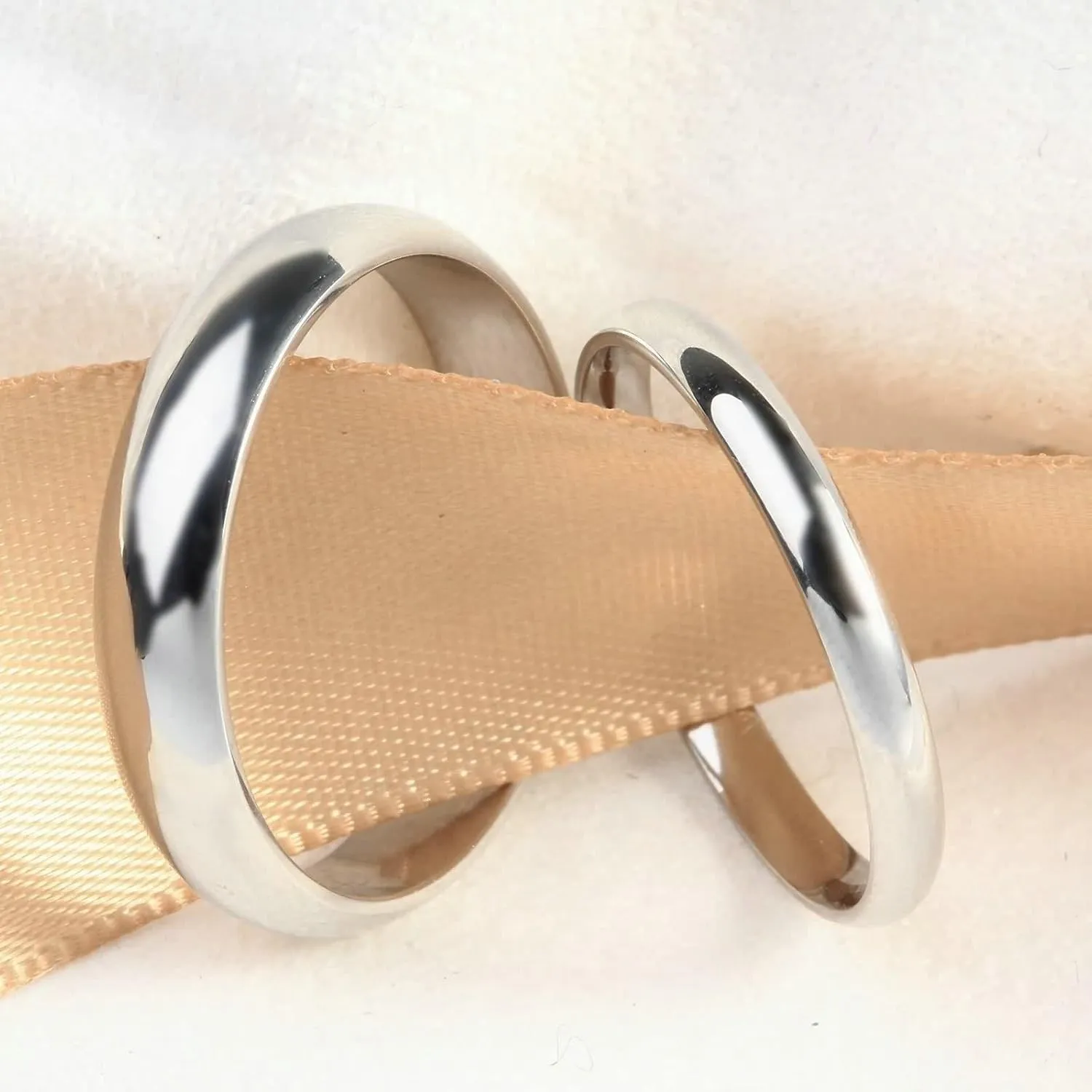 Men's Silver Ring, Mens Stainless Steel Rings Silver Polished Ring Engagement Couple Rings