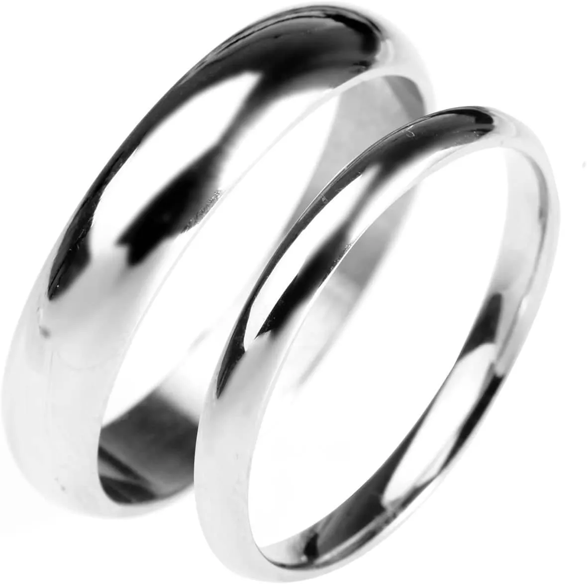 Men's Silver Ring, Mens Stainless Steel Rings Silver Polished Ring Engagement Couple Rings
