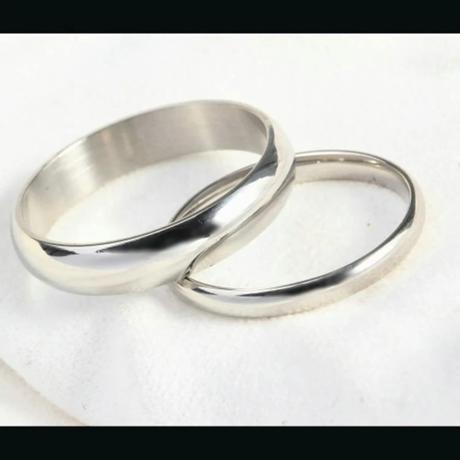 Men's Silver Ring, Mens Stainless Steel Rings Silver Polished Ring Engagement Couple Rings