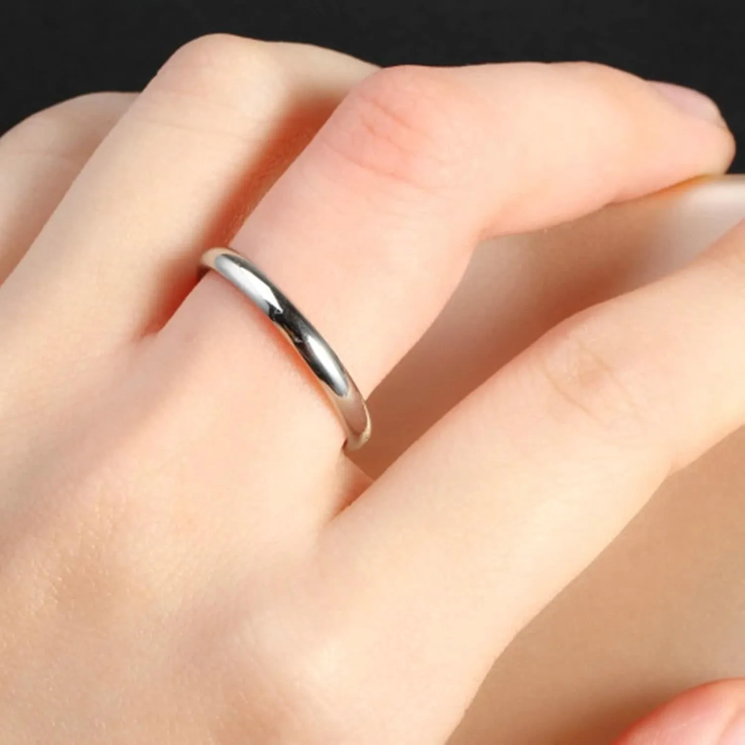 Men's Silver Ring, Mens Stainless Steel Rings Silver Polished Ring Engagement Couple Rings