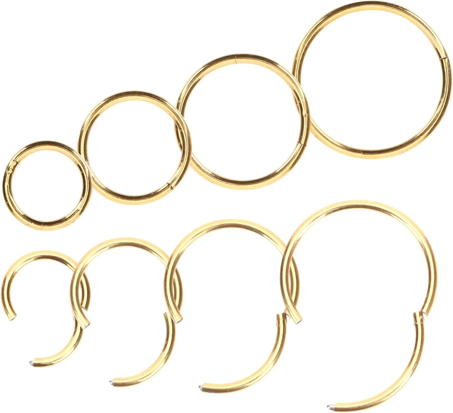 Metal Nose Rings Set 8pcs Gold Nose Hoops Spiral Nose Piercings Stainless Steel Nose Jewelry for Women