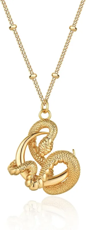 MEVECCO Dainty Gold Snake Necklace for Women 18k Gold Plated Snake Charm Pendent Necklace Minimalist Delicate Handmade Boho Jewelry For Her