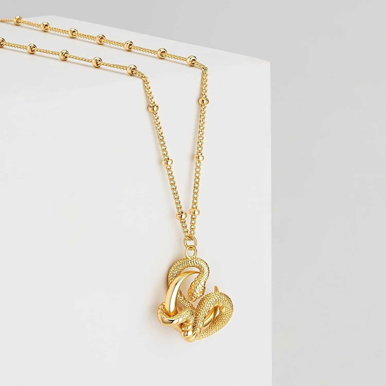 MEVECCO Dainty Gold Snake Necklace for Women 18k Gold Plated Snake Charm Pendent Necklace Minimalist Delicate Handmade Boho Jewelry For Her