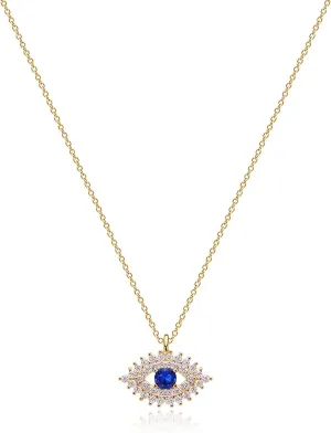 MEVECCO Gold Dainty Evil Eye Necklace for Women 18K Gold Plated Cute Delicate Solitaire Cubic Zirconia Boho Protection Evil Eye Minimalist Simple Necklace