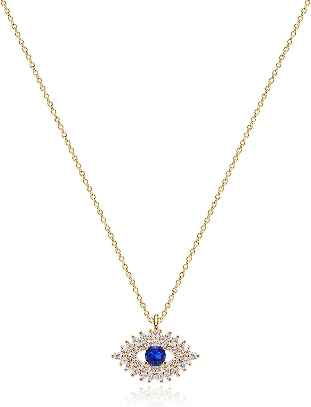 MEVECCO Gold Dainty Evil Eye Necklace for Women 18K Gold Plated Cute Delicate Solitaire Cubic Zirconia Boho Protection Evil Eye Minimalist Simple Necklace