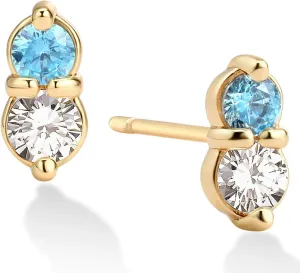 MEVECCO Tiny CZ Stud Earrings for Women 18K Gold Plated Stud Earrings Dainty Pave CZ Mini Cute Simple Delicate Minimalist Stud Earrings Gift for Her