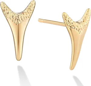 MEVECCO Tiny Shark Teeth Stud Earrings for Women 18K Gold Plated Stud Earrings Dainty Pave CZ Mini Cute Shark Teeth Simple Delicate Minimalist Stud Earrings Gift for Her