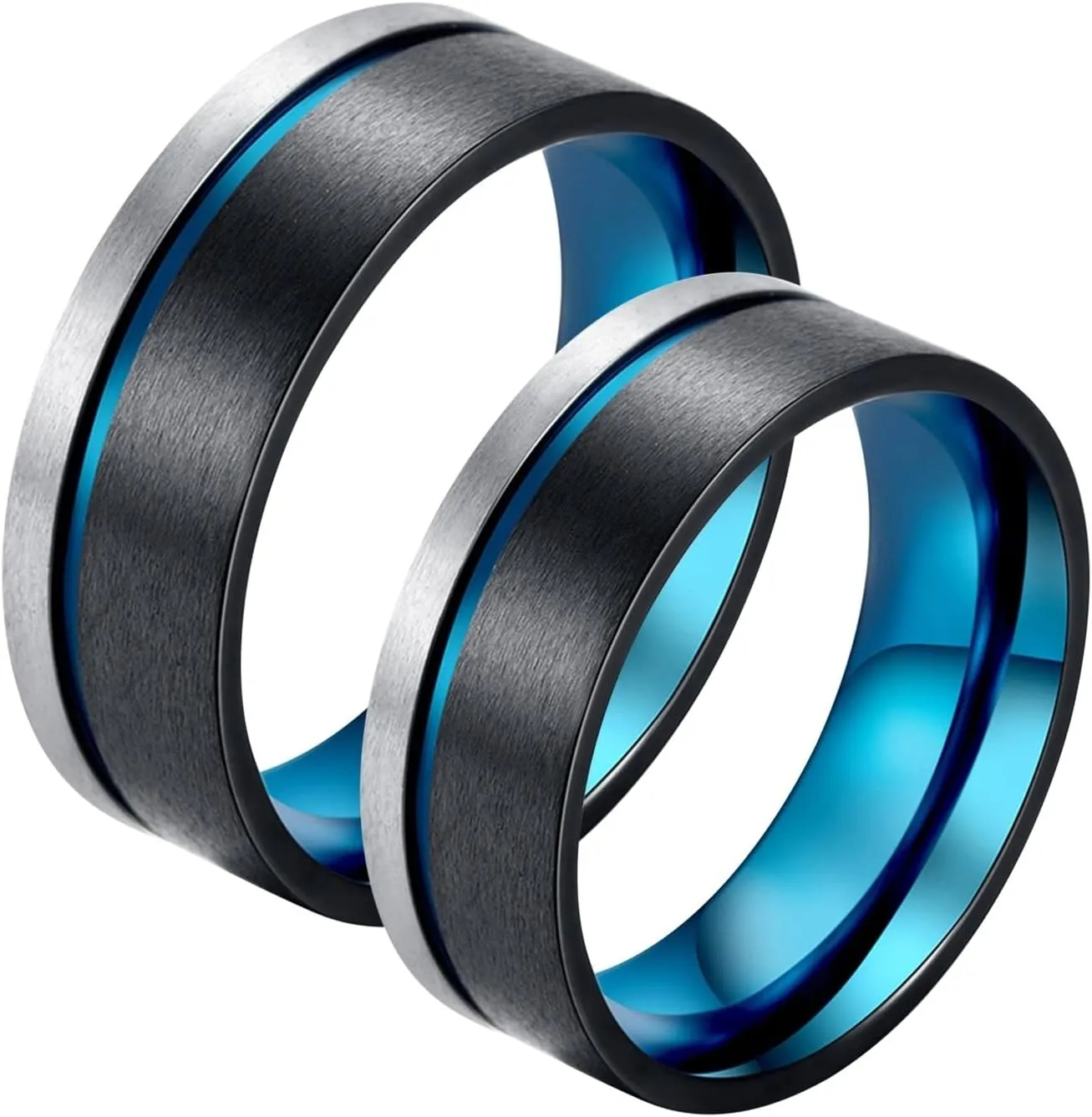 Middle Finger Rings for Women, Rings Stainless Steel Silver Black Tricolor Brushed Ring 8mm Valentine's Day Couple Rings