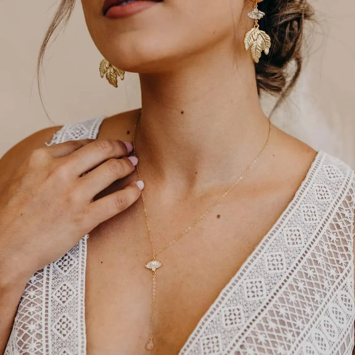 MIDEEO CZ Round Drop Y Necklace for Women 18K Gold Plated Dainty Cubic Zirconia Cut CZ Lariat Y-Shaped Necklace Delicate Cute Simple Jewelry Gift