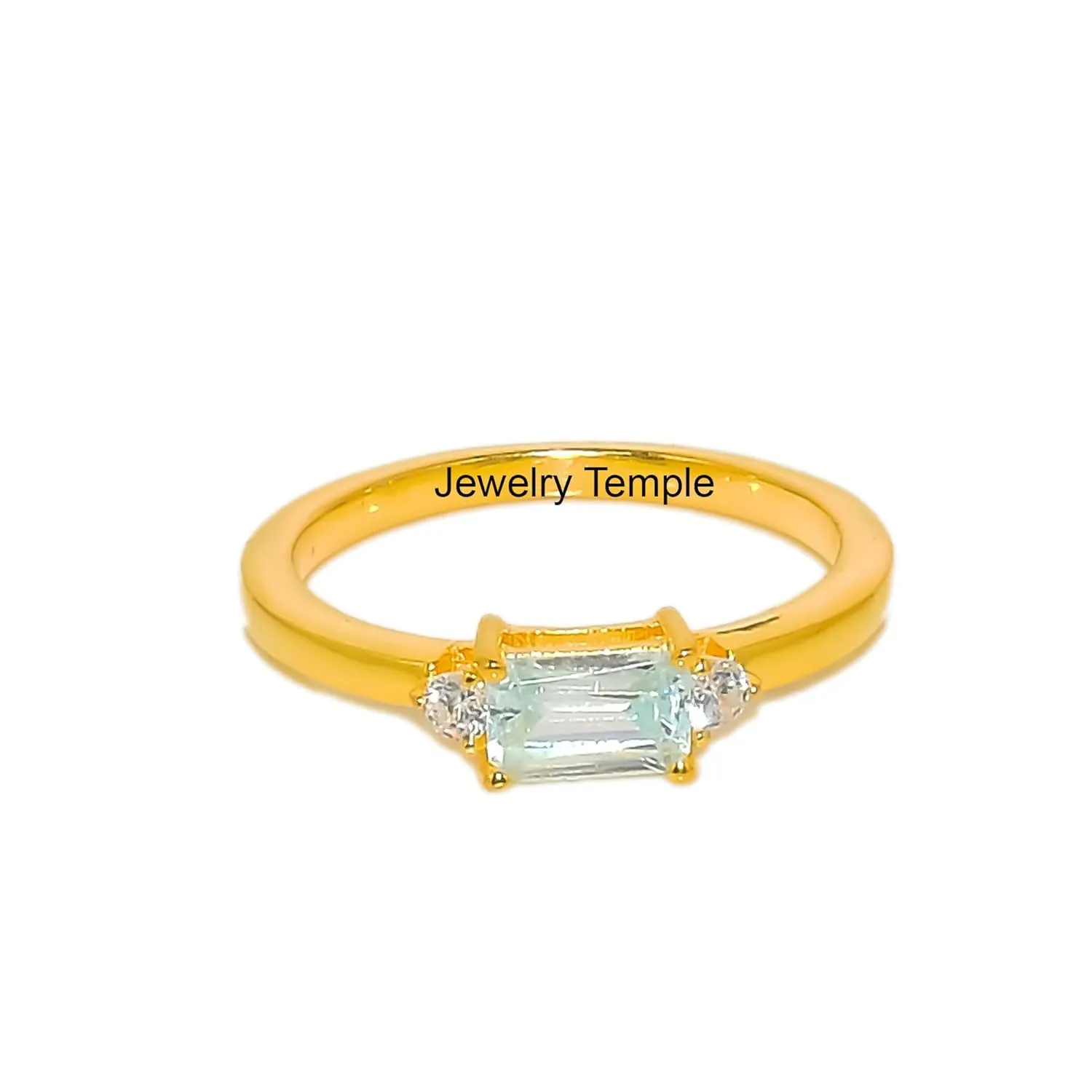 Midi Radiant Ring | Aquamarine Gemstone Stacking Stackable Statement Rings For Men & Women | 925 Solid Silver Band | Best Gifts For Christmas (925 Silver, 6.5)