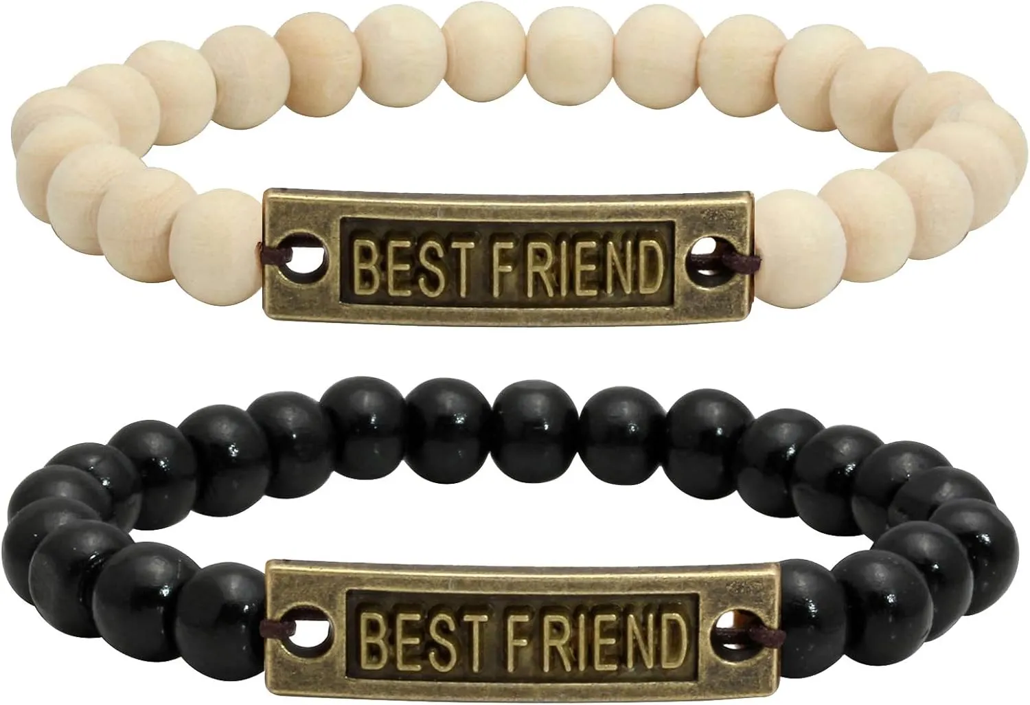 MILAKOO 1 Pair Wood Beads Bracelet for Friendship Distance Bracelet Wristband Best Friends