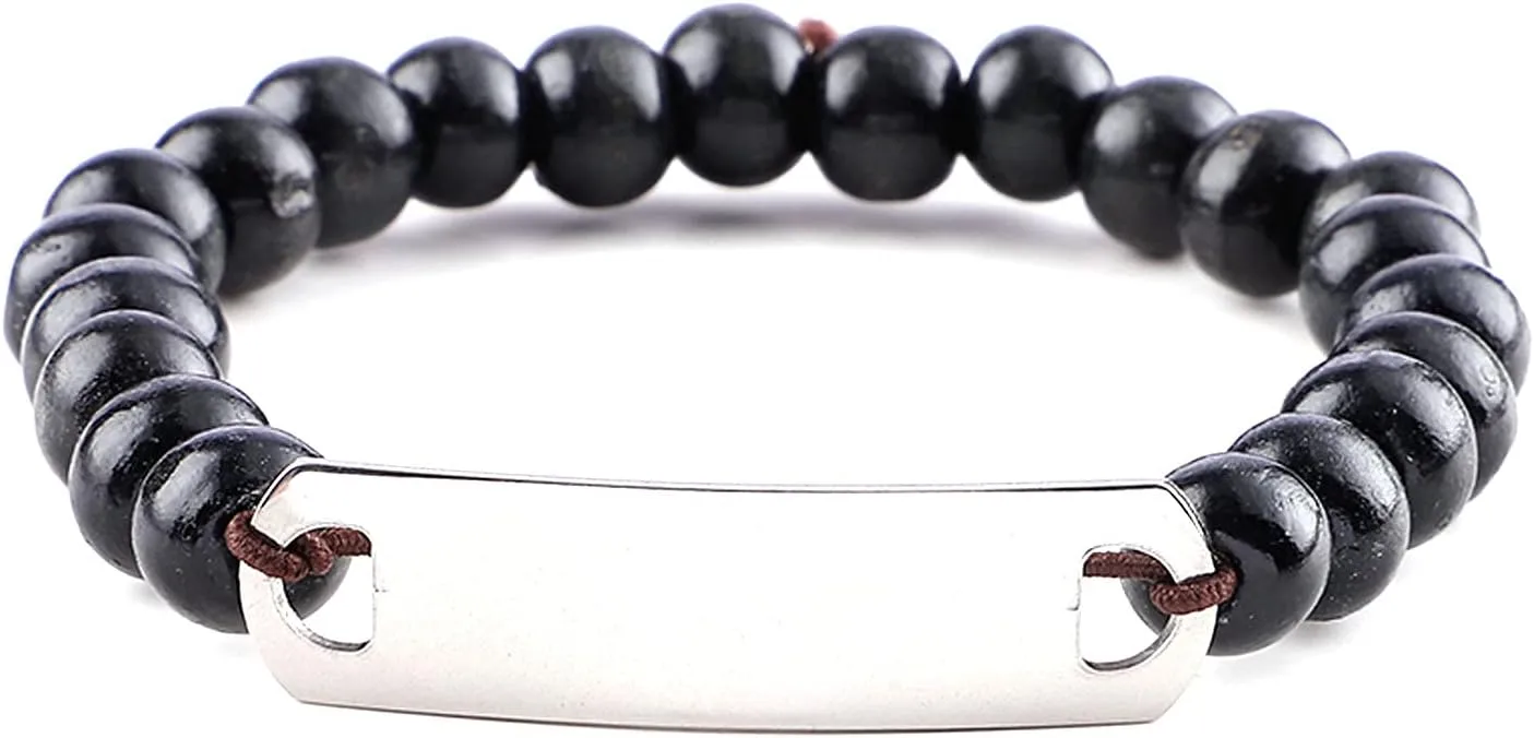 MILAKOO 5 Pcs Believe Charm Bracelet for Men Women Wooden Beads Bracelet Black Brown 8mm