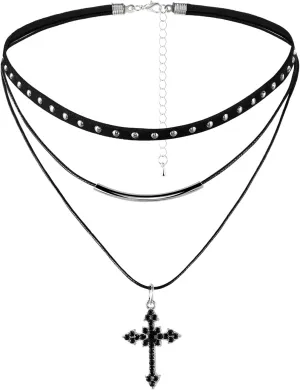 MILAKOO Multilayered Leather Choker for Women with Charms Pendant Necklace Goth Boho Gifts for Her