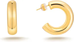 Milan Chiva 14k gold Chunky hoop Earrings for Women 14k Glod Plated Earrings Dainty Jewelry