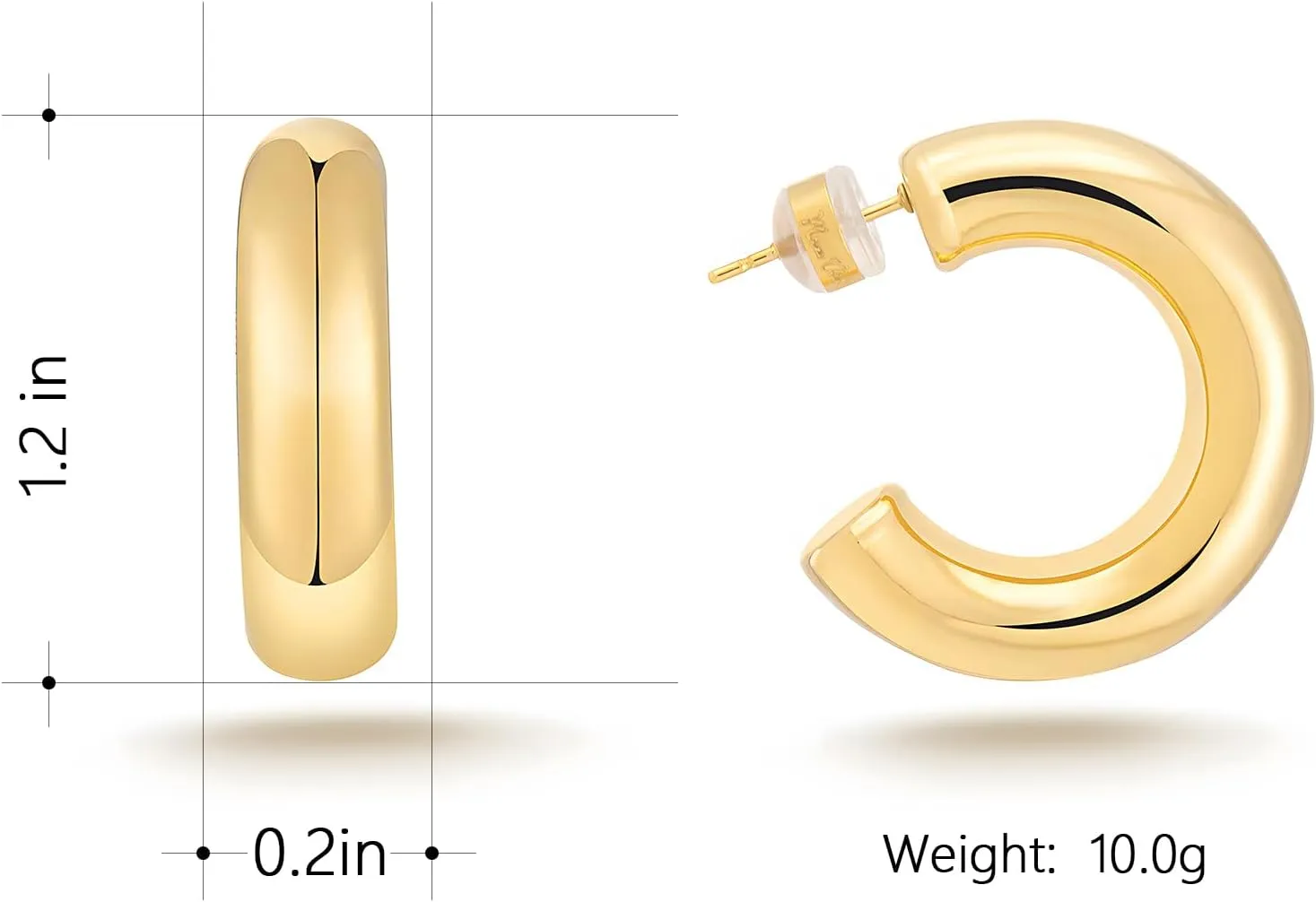 Milan Chiva 14k gold Chunky hoop Earrings for Women 14k Glod Plated Earrings Dainty Jewelry