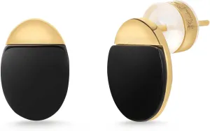 Milan Chiva Small Round Natural Gemstone Stud Earrings for Women 14K Gold Plated Oval Button Minimal Jewelry