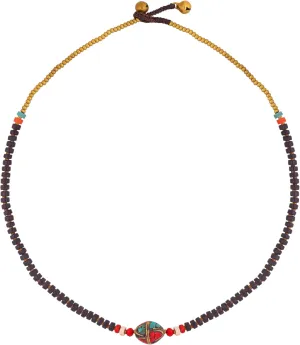 MINACHI Black Beads Necklace Choker, Retro Nepal Style Jewelry for Women