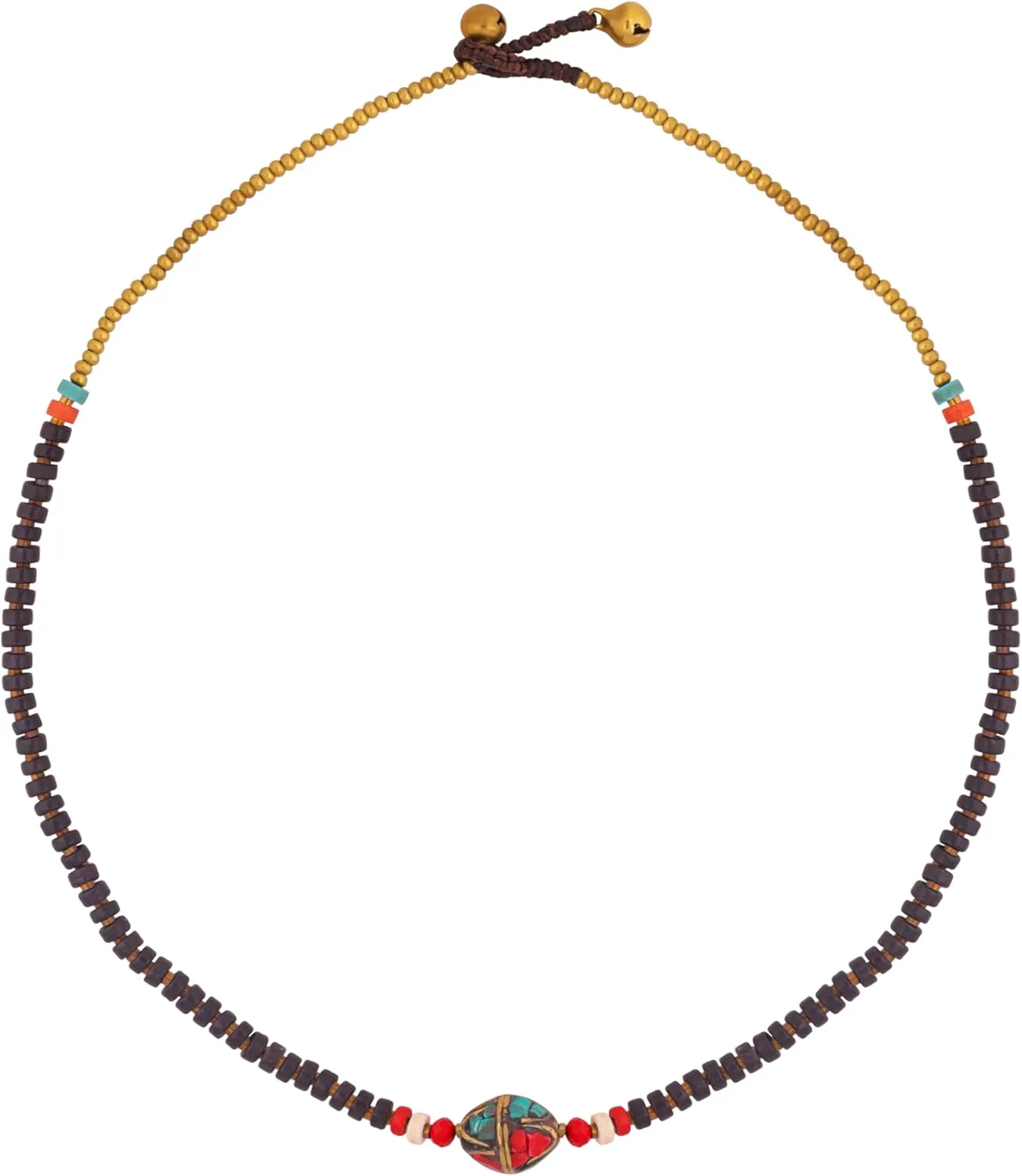 MINACHI Black Beads Necklace Choker, Retro Nepal Style Jewelry for Women