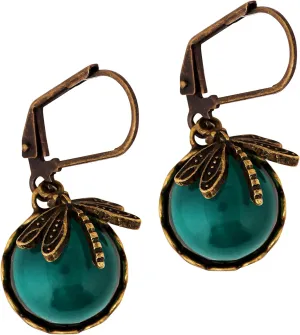 MINACHI Vintage Half Spherical Green Created Emerald Crystal Gemstone Dragonfly Earrings Statement Jewelry Gift for Women