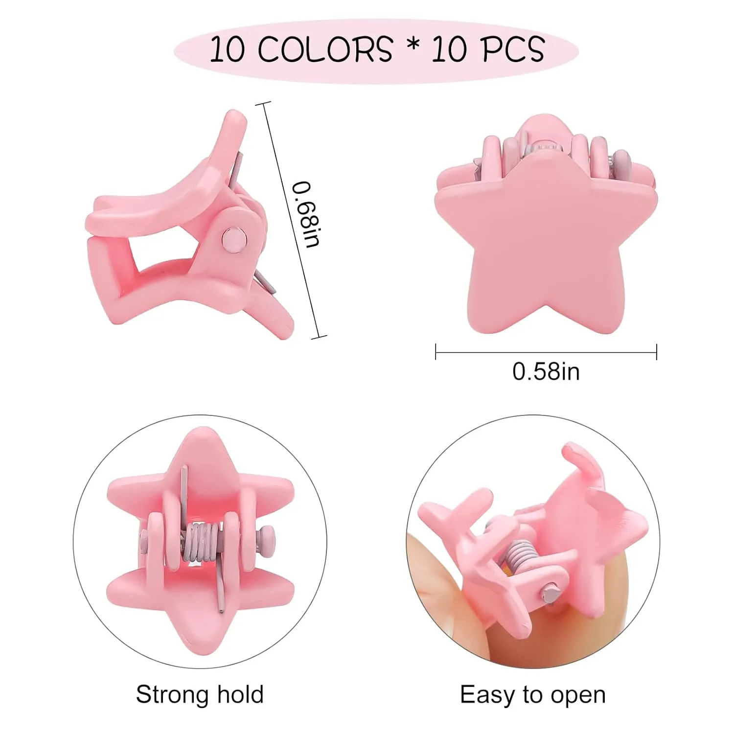 Mini Star Hair Clips, Baby Hair Clips Mini Claw Clips Cute Jaw Clips Hair Pins Hair Barrettes Toddler Hair Accessories for Women Girls Kids Teens 100Pcs Colorful