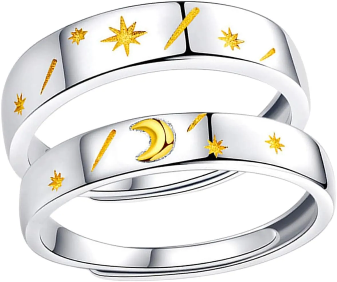 Minimalist Couples Ring and Rings Adjustable Finger Jewelry for Wedding