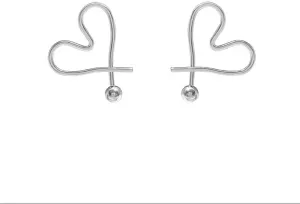 Minimalist Heart Bow Sterling Silver Small Stud Earrings for Women Hypoallergenic Cute Love Hearted Shaped Bowknot Ball Bead Cartilage Studs Piercing Earrings Delicate Holiday Birthday Valentines Jewelry