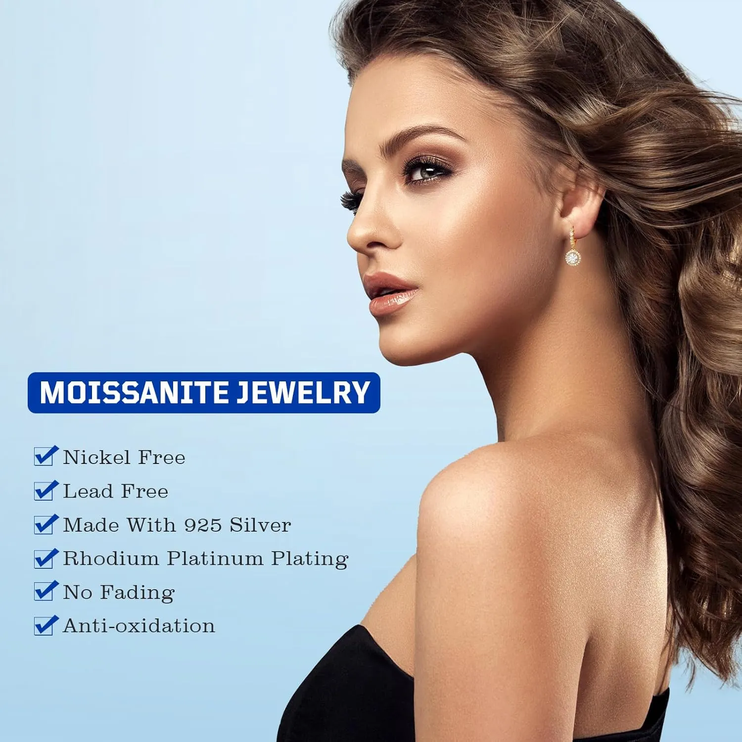 Moissanite Hoop Earrings for Women2-6CT Halo Round 18K White Gold Plated 925 silver D Color Drop Earrings, Certificate Jewelry for Her Birthday Wedding