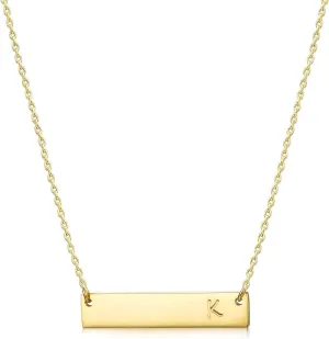 MOMOL Bar Pendant Initial Necklace 18K Gold Plated Stainless Steel Bar Necklace Dainty Delicate Initial Necklace Simple Personalized Name Letter Necklace for Women