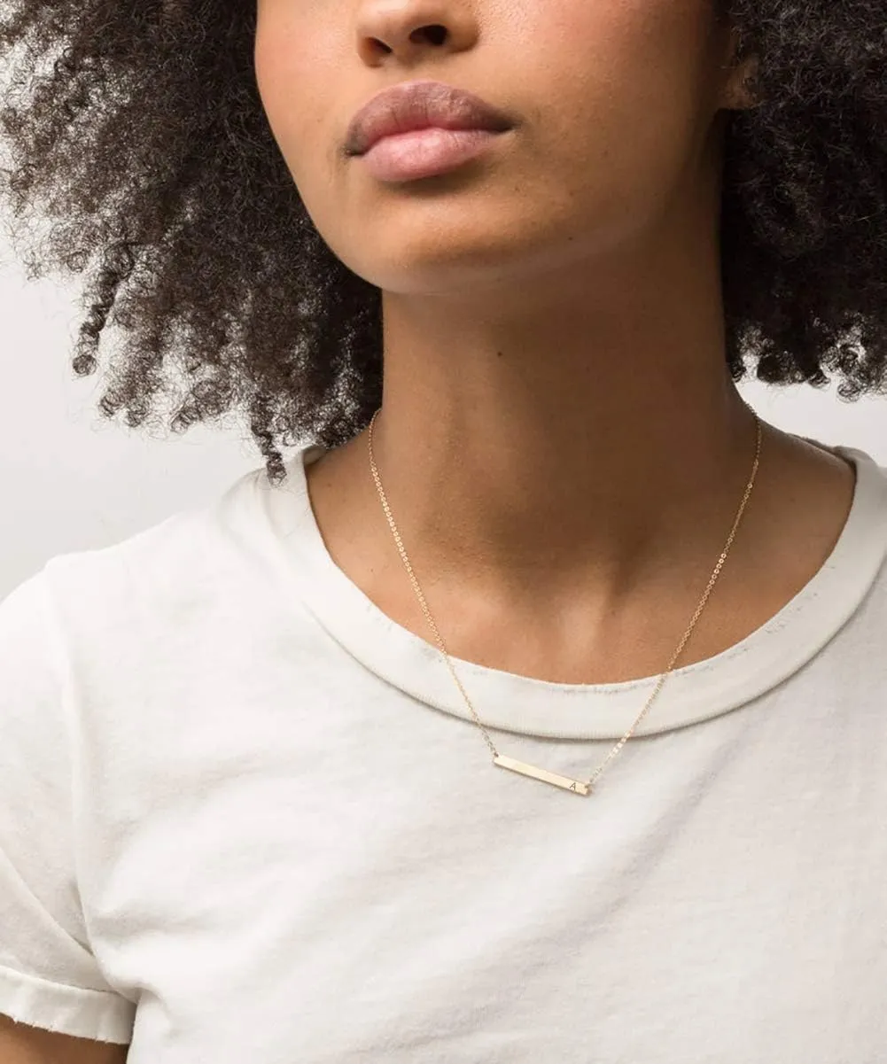 MOMOL Bar Pendant Initial Necklace 18K Gold Plated Stainless Steel Bar Necklace Dainty Delicate Initial Necklace Simple Personalized Name Letter Necklace for Women