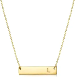 MOMOL Bar Pendant Initial Necklace 18K Gold Plated Stainless Steel Bar Necklace Dainty Delicate Initial Necklace Simple Personalized Name Letter Necklace for Women