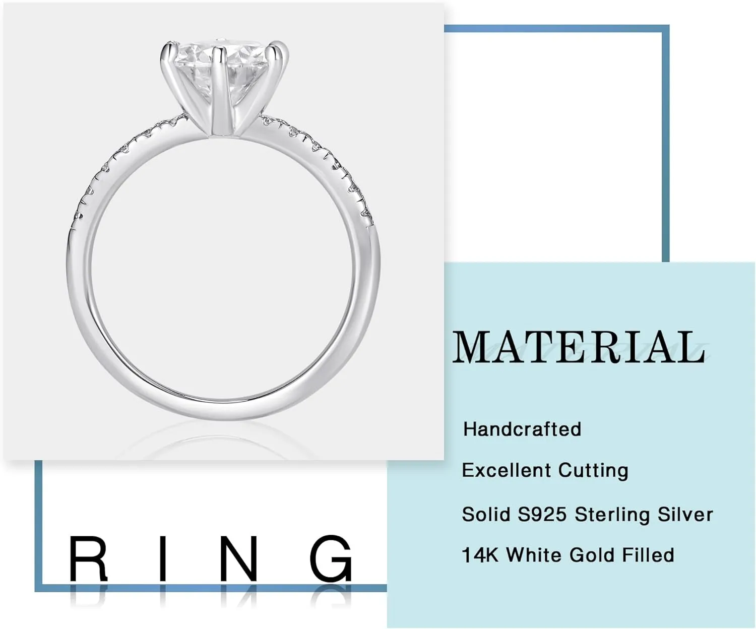 MOOSEA Moissanite Solitaire Engagement Rings for Women - 2ct D Color VVS1 Clarity Lab Created Moissanite Rings 6 Claw Wedding Rings for Women 14K White Gold Vermeil Moissanite Rings for Women Jewelry