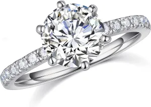 MOOSEA Moissanite Solitaire Engagement Rings for Women - 2ct D Color VVS1 Clarity Lab Created Moissanite Rings 6 Claw Wedding Rings for Women 14K White Gold Vermeil Moissanite Rings for Women Jewelry