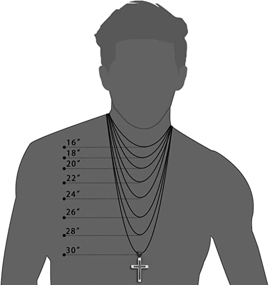 MOOSKI Cross Necklace for Men,Silver Gold Black Mens Cross Necklaces with Cross Chain and 316 Stainless Steel Cross Pendant Jewelry Gifts,Rolo Chain 20-28 Inch